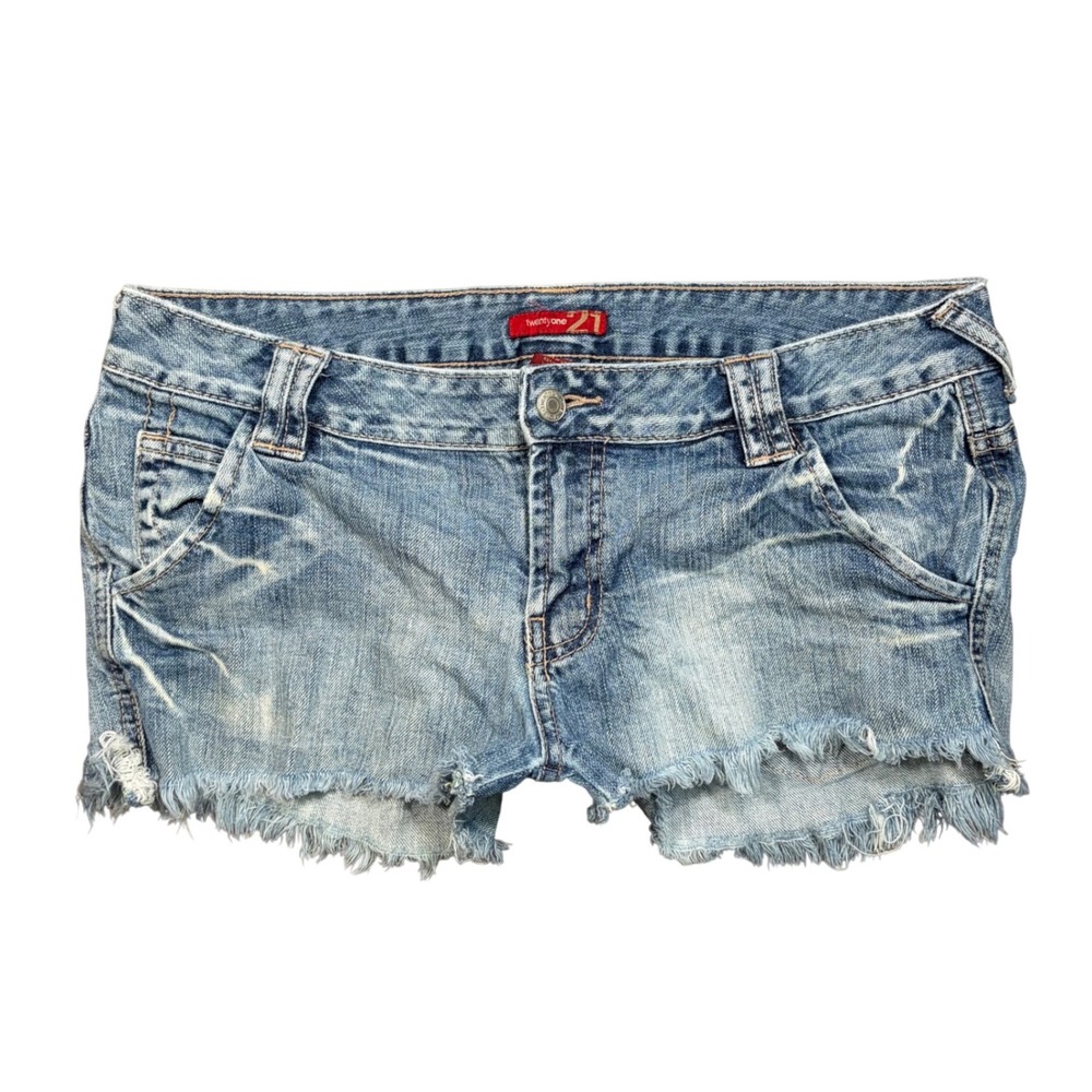 Y2K Trashy Micro Denim Shorts Light Wash Frayed Hem Low Rise Size 9